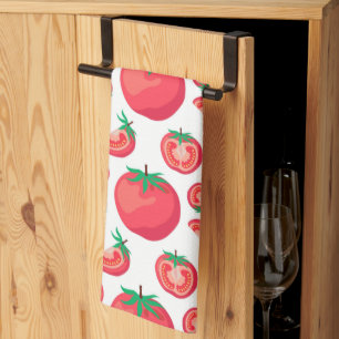Red Tomato Pattern Cute So Funny     Tea Towel