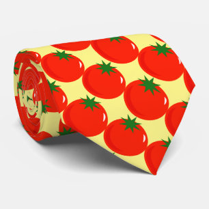 Red tomato pattern on yellow tie