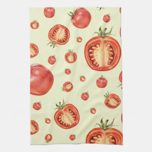 Red Tomato Pattern Tea Towel
