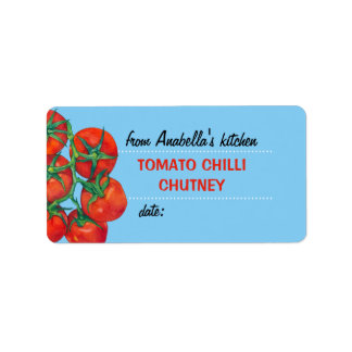 Red Tomatoes blue 2 Kitchen Preserves Label