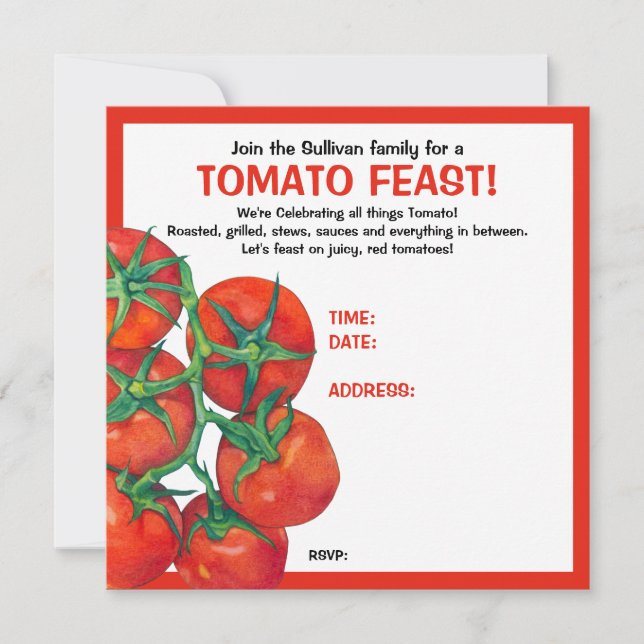 Red Tomatoes Feast Invitation Card (Front)