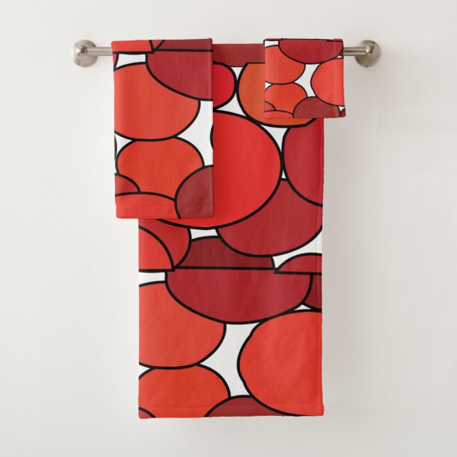 Red Tomatoes Fruit Pattern Bath Towel Set (Insitu)