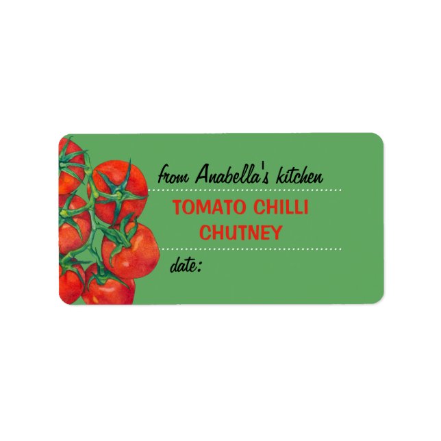 Red Tomatoes green 2 Kitchen Preserves Label (Front)