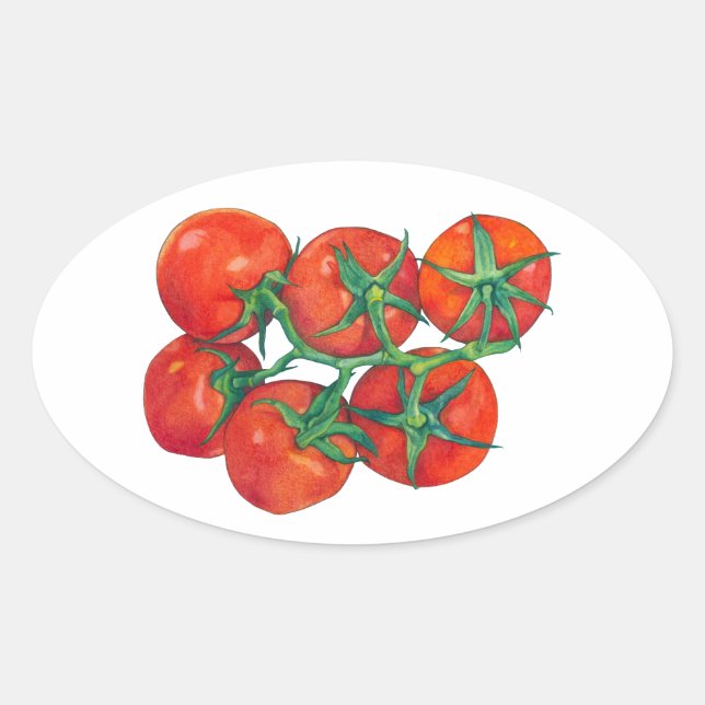 Red Tomatoes Oval Sticker (Front)