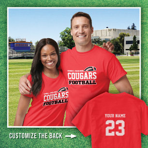 Red Tomball Jr. High Cougars Football name # T-Shirt