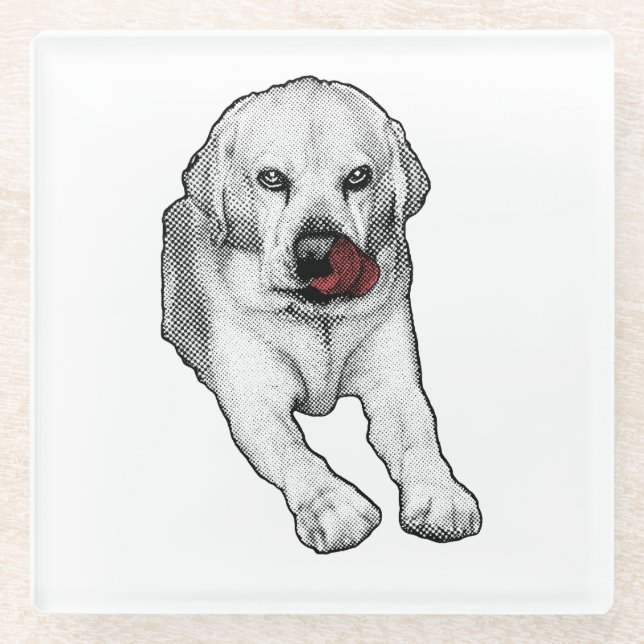 Red tongue, merry pause glass coaster (Front)