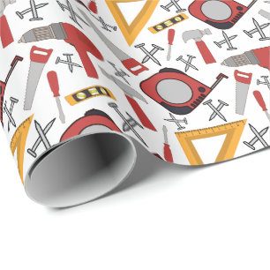 Red Tools Wrapping Paper