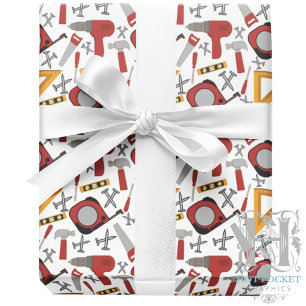 Red Tools Wrapping Paper