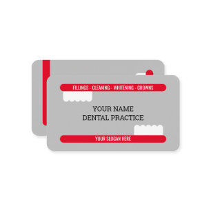 Red toothbrush logo professional dentist office business card