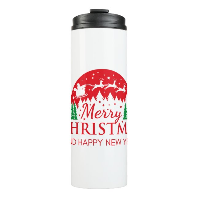 Red Top Quality Christmas Thermal Tumbler Gift. (Front)