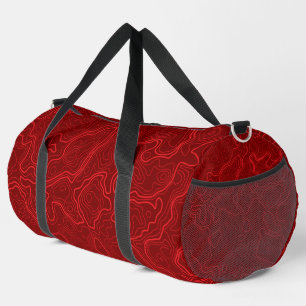 Red Topography Pattern Duffle Bag
