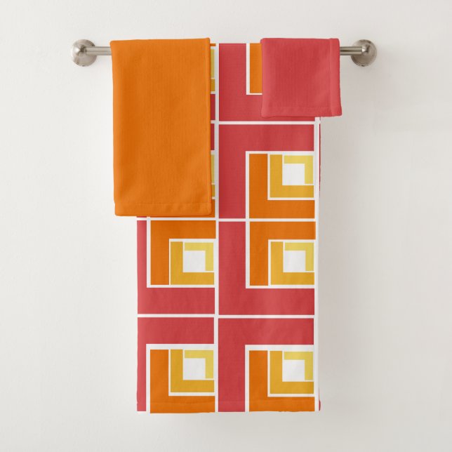 Red Topsy Turvy  Bath Towel Set (Insitu)