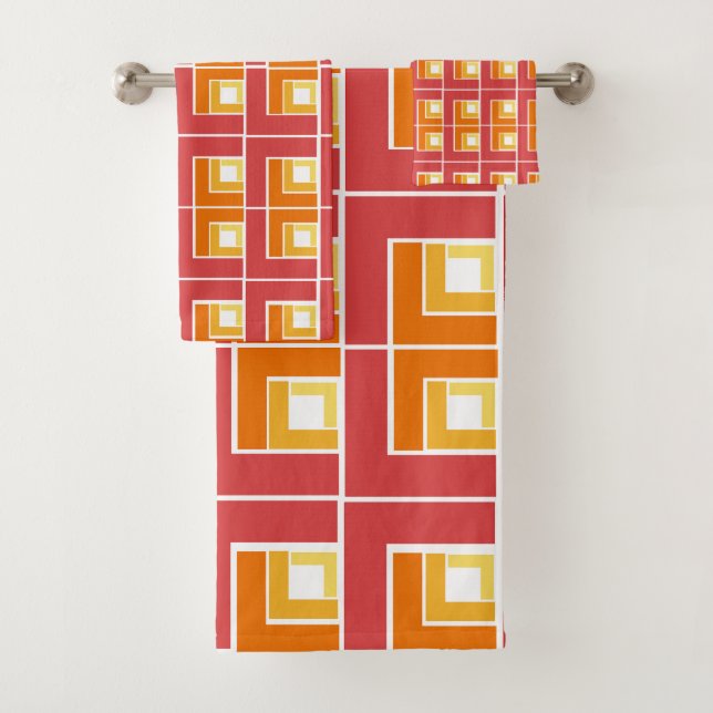 Red Topsy Turvy  Bath Towel Set (Insitu)