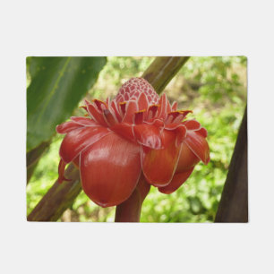 Red Torch Ginger Tropical Flower Photography Doormat