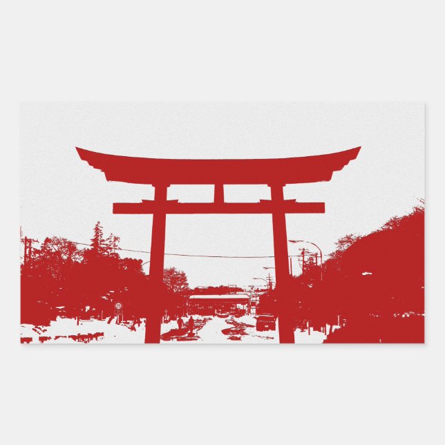 Red Torii Gate Silhouette Sticker (Front)