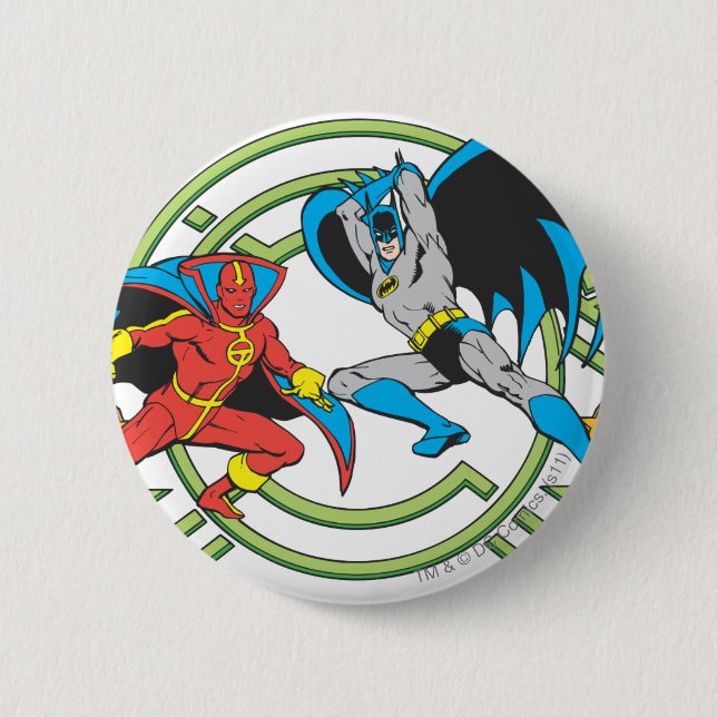 Red Tornado + Batman 6 Cm Round Badge (Front)
