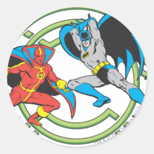 Red Tornado + Batman Classic Round Sticker