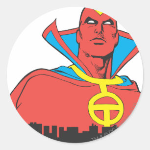 Red Tornado Behind Cityscape Classic Round Sticker