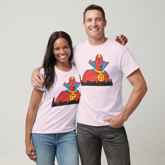 Red Tornado Behind Cityscape T-Shirt (Unisex)