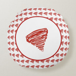Red Tornadoes Pattern Round Cushion