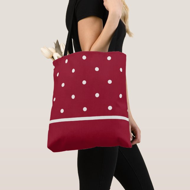 Red Tote with Cream Dots – Perfect for Holidays  (Close Up)