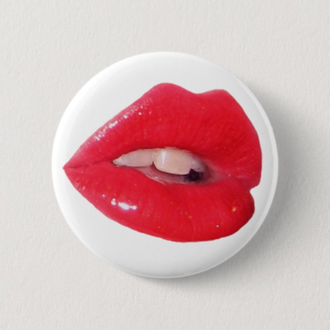 Red Toxic Kiss 6 Cm Round Badge (Front)