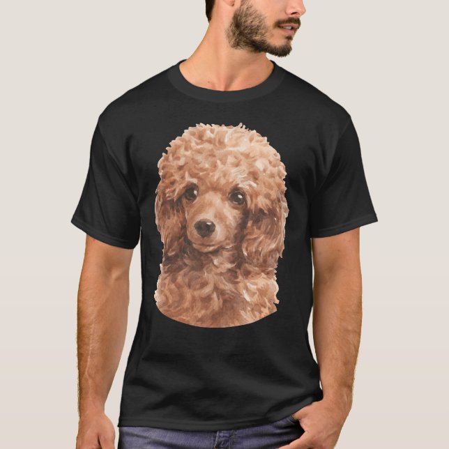 Red Toy Poodle Watercolor Art T-Shirt (Front)