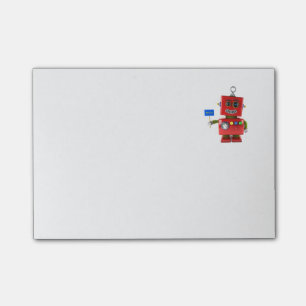 Red toy robot with hello sign post-it notes