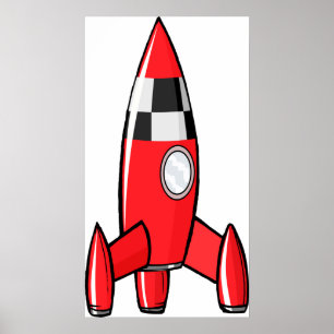 Red Toy Rocket Poster