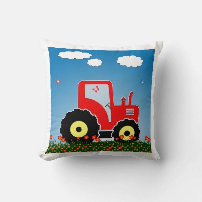Red toy tractor cushion (Front)