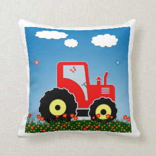 Red toy tractor cushion