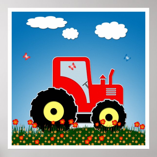 Red toy tractor poster (Front)