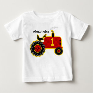 Red Tractor 1st Birthday Personalised Baby T-Shirt