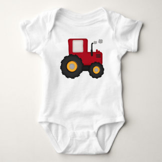 Red Tractor and Little Farmer Boy Baby Bodysuit
