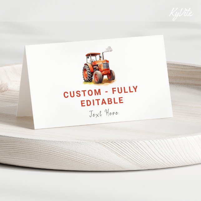 Red Tractor Birthday Folded Food Tent Card (Creator Uploaded)
