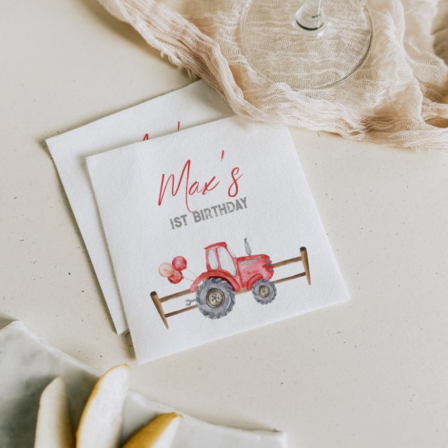 Red Tractor Birthday Napkins (Creator Uploaded)