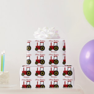 Red Tractor Birthday Wrapping Paper
