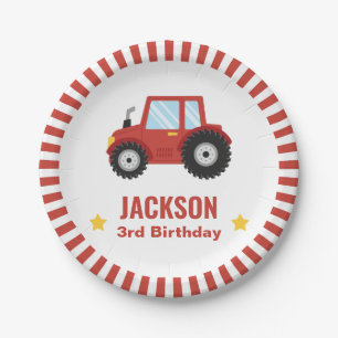 Red Tractor Boys Birthday Party Supplies Paper Plate