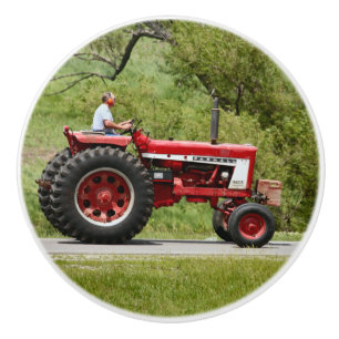 Red Tractor Ceramic Knob