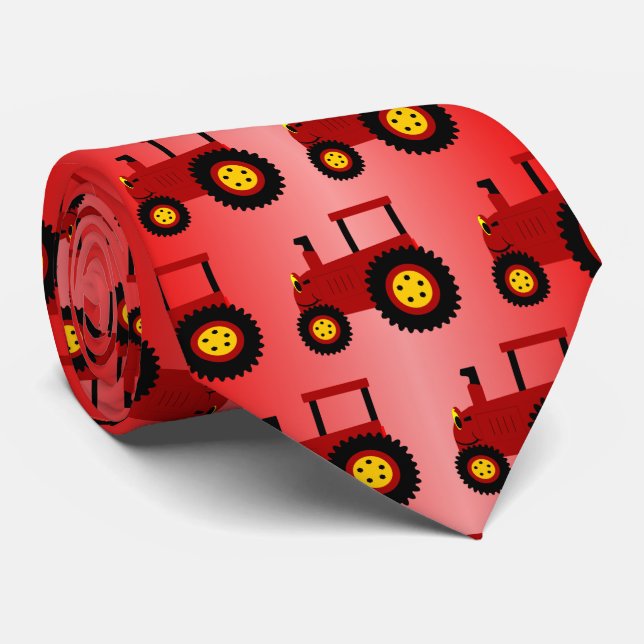 Red Tractor Design Tie (Rolled)