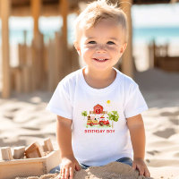 Red tractor farm animals birthday boy