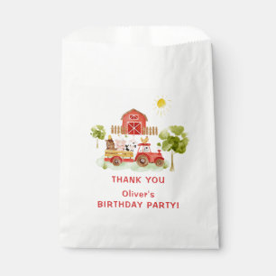 Red tractor farm animals birthday party favour bags