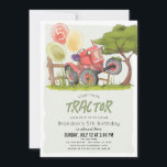 Red Tractor Farm Boy Kids Birthday Invitation<br><div class="desc">This cute "start your tractor and put it in gear" boy's birthday party invitation features a red tractor with balloons and a tree. The reverse side features a crop field. Personalise for your needs. You can find matching products at my store.</div>