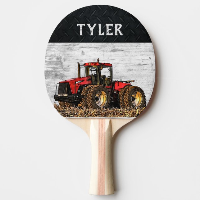 Red Tractor Farm Name Equipment Tillage Cool Ping Pong Paddle (Front)