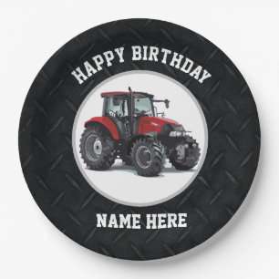 Red Tractor Farming Birthday Plates