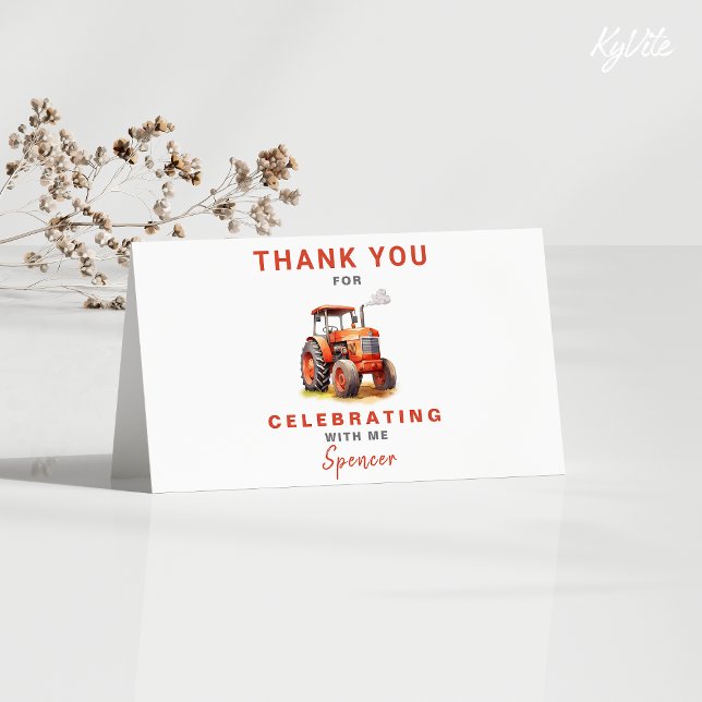 Red Tractor Folded Birthday Thank You Card (Creator Uploaded)