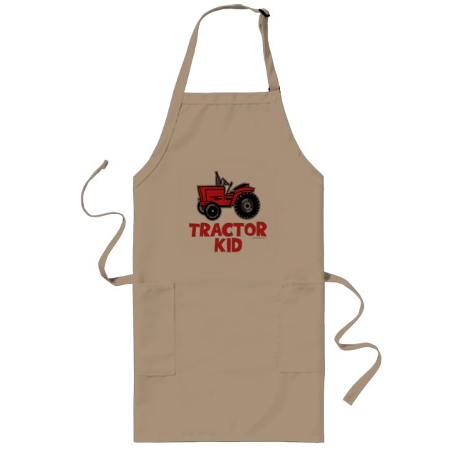 Red Tractor Kid Long Apron (Front)