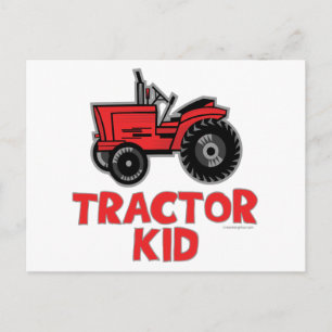 Red Tractor Kid Postcard