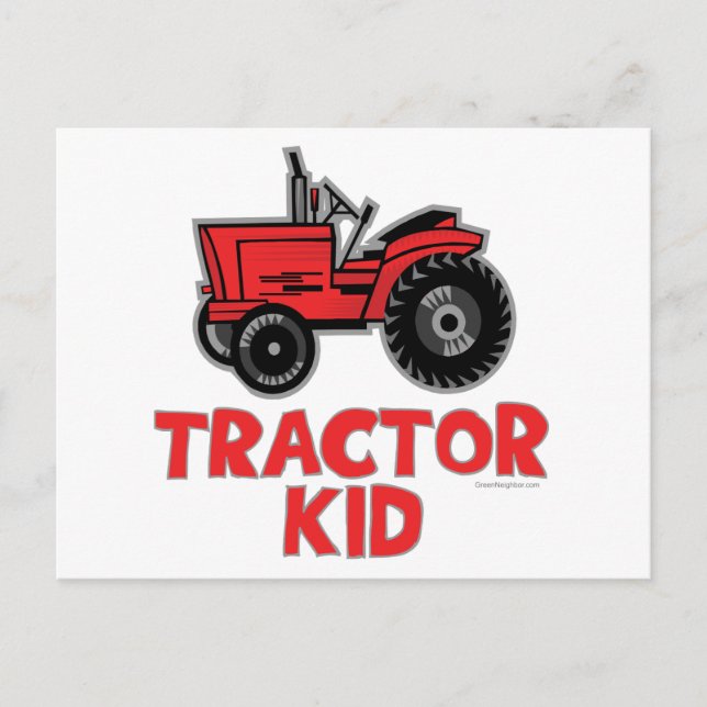 Red Tractor Kid Postcard (Front)