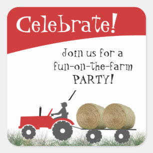 Red Tractor Party Envelope Seal